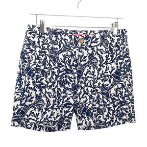 Lilly Pulitzer Jayne Stretch Shorts Krillin It Navy Blue Lobster Womens 0 Ocean